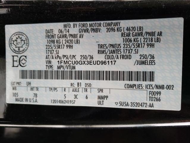 Photo 10 from auction – 2014 FORD ESCAPE SE with VIN 1FMCU0GX3EUD96117