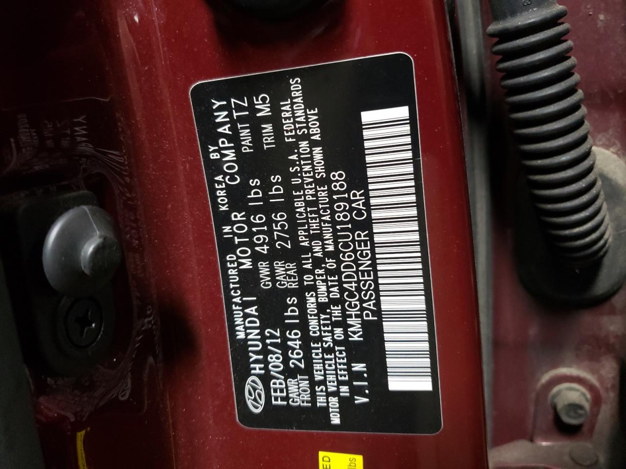 Photo 10 from auction – 2012 HYUNDAI GENESIS 3. with VIN KMHGC4DD6CU189188