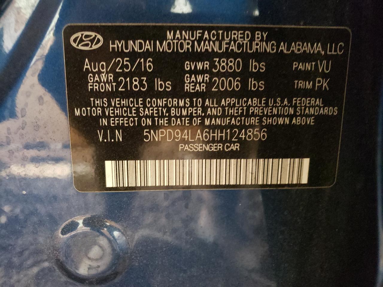 Photo 10 from auction – 2017 HYUNDAI ELANTRA EC with VIN 5NPD94LA6HH124856