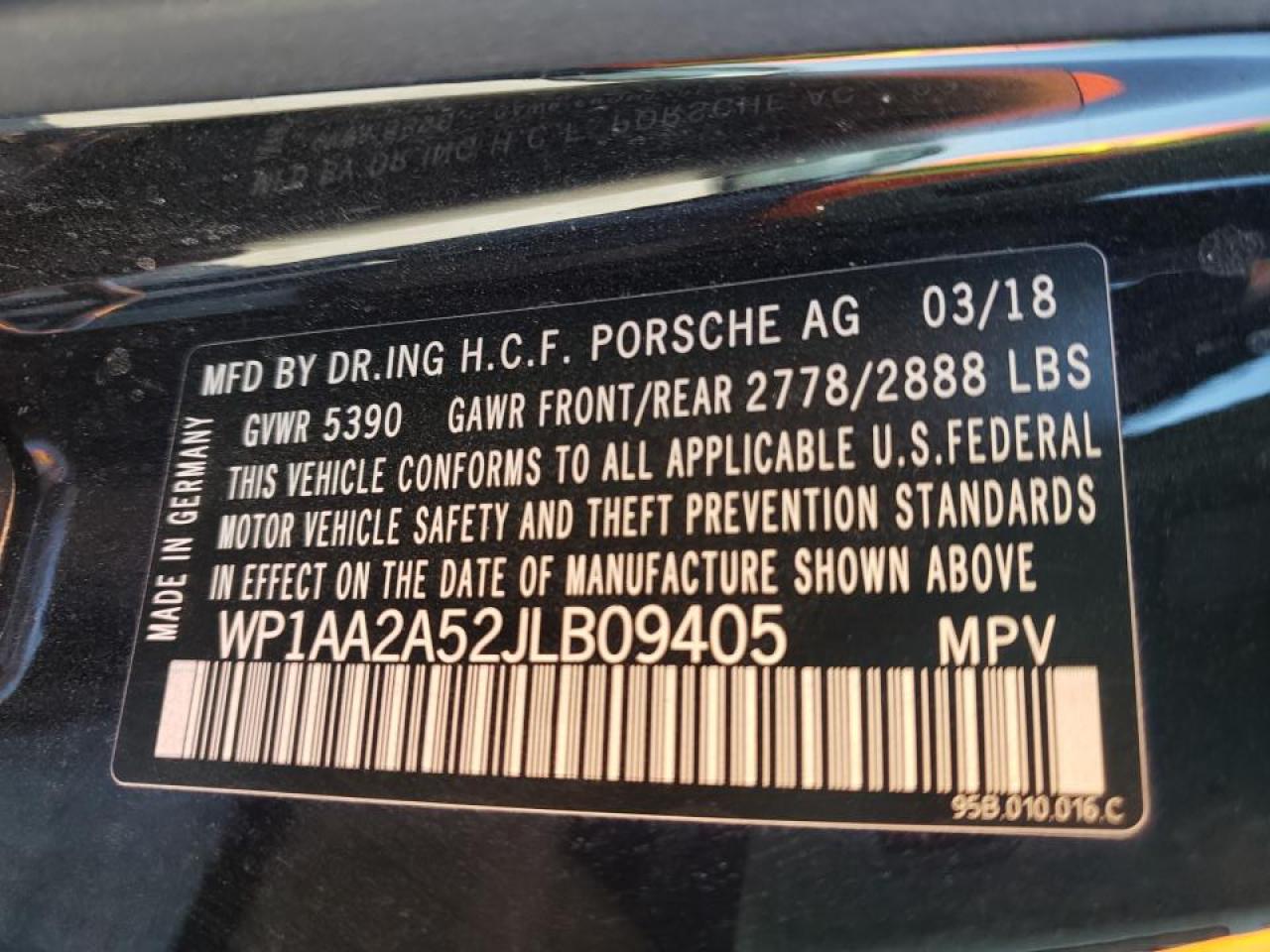 Photo 10 from auction – 2018 PORSCHE MACAN with VIN WP1AA2A52JLB09405