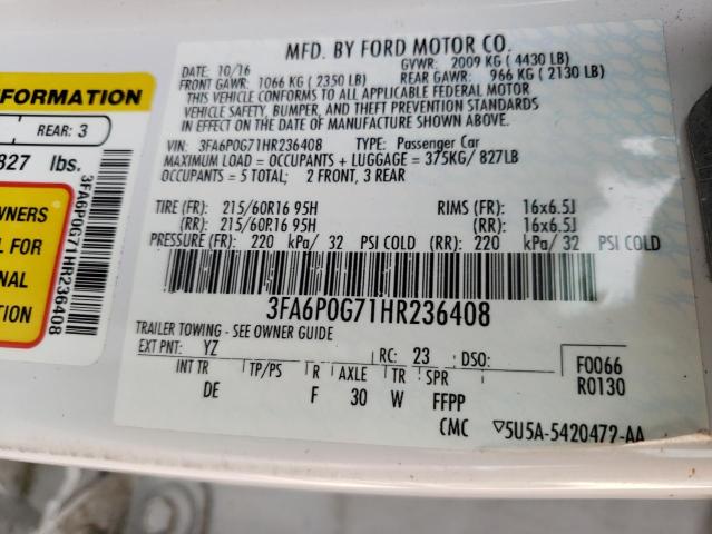 Photo 10 from auction – 2017 FORD FUSION S with VIN 3FA6P0G71HR236408
