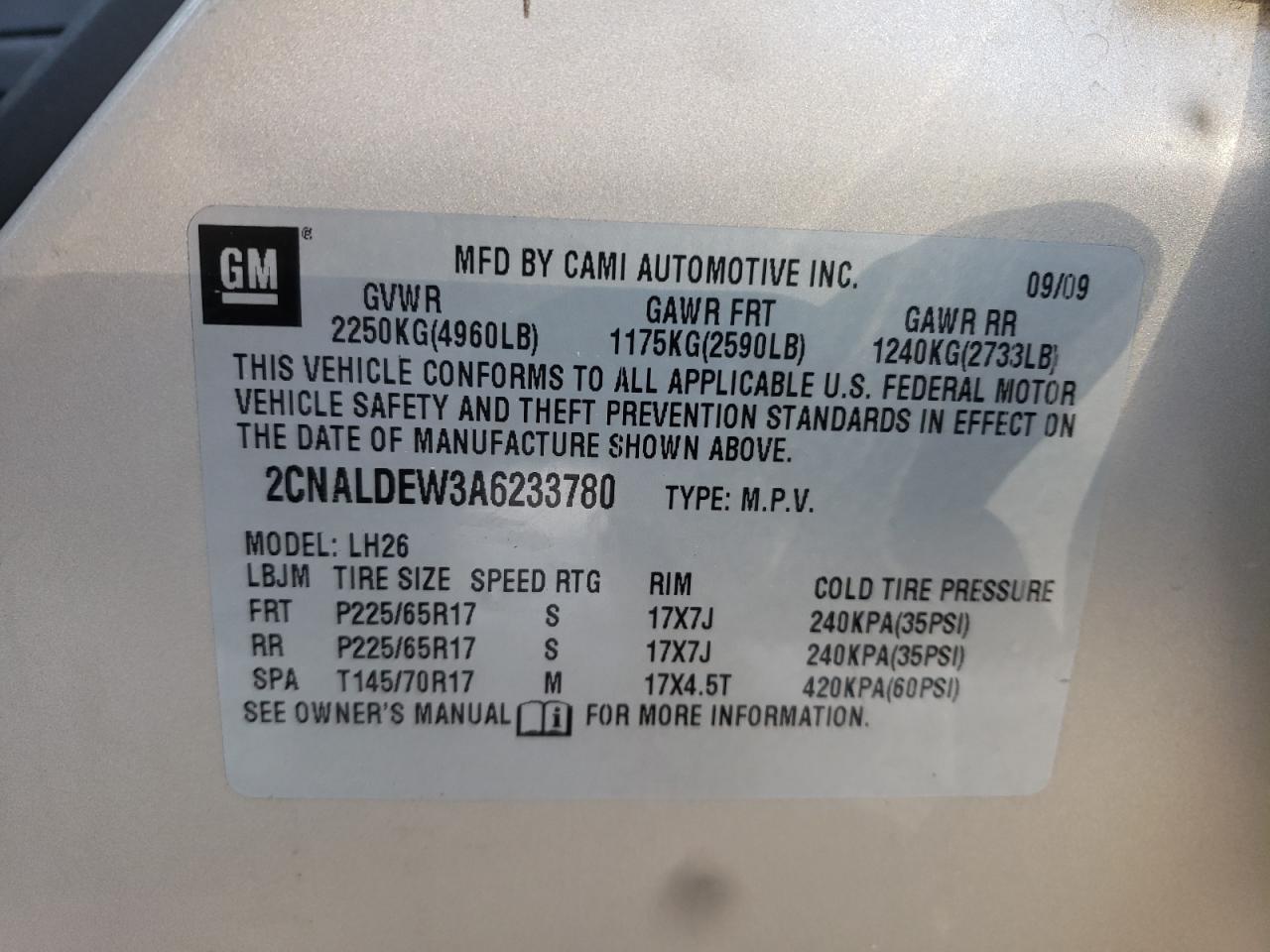 Photo 10 from auction – 2010 CHEVROLET EQUINOX LT with VIN 2CNALDEW3A6233780