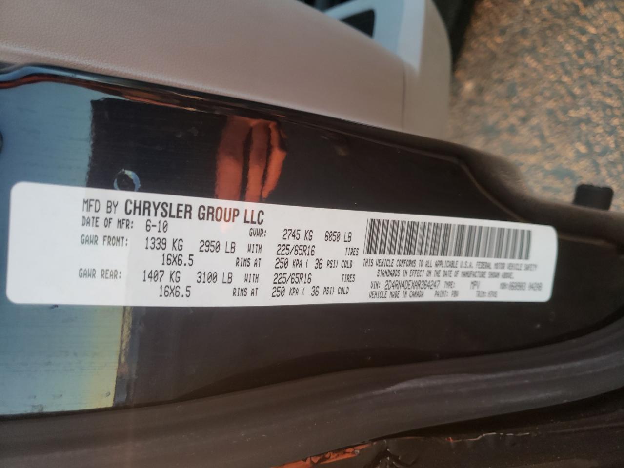 Photo 10 from auction – 2010 DODGE GRAND CARA with VIN 2D4RN4DEXAR364247