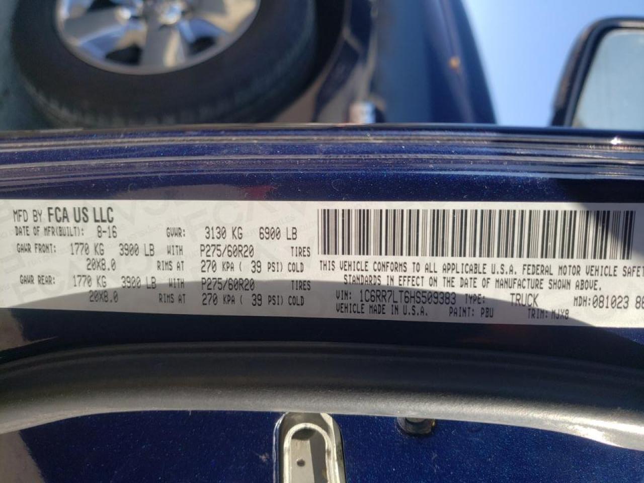 Photo 10 from auction – 2017 RAM 1500 SLT with VIN 1C6RR7LT6HS509383