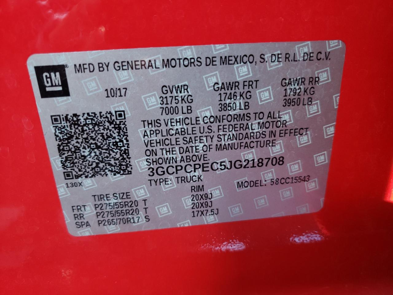 Photo 10 from auction – 2018 CHEVROLET SILVERADO with VIN 3GCPCPEC5JG218708
