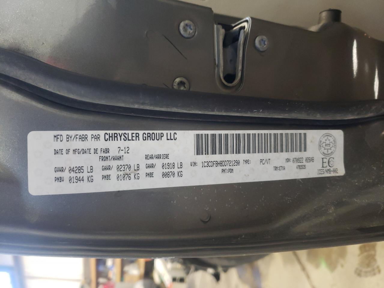 Photo 10 from auction – 2013 DODGE DART SXT with VIN 1C3CDFBH8DD721290