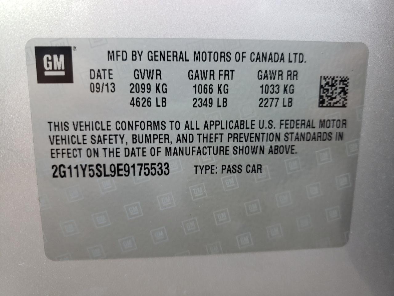 Photo 10 from auction – 2014 CHEVROLET IMPALA LS with VIN 2G11Y5SL9E9175533