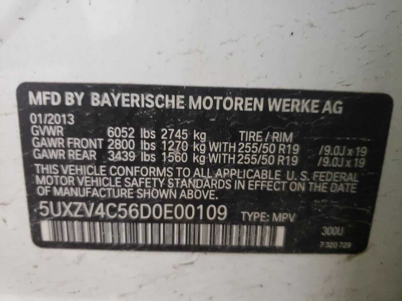 Photo 10 from auction – 2013 BMW X5 XDRIVE3 with VIN 5UXZV4C56D0E00109