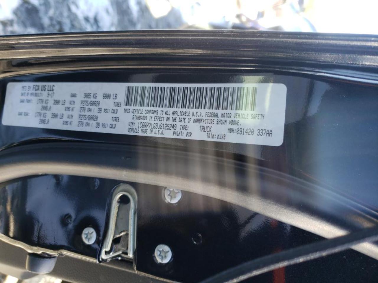 Photo 10 from auction – 2018 RAM 1500 SLT with VIN 1C6RR7LG9JS125249