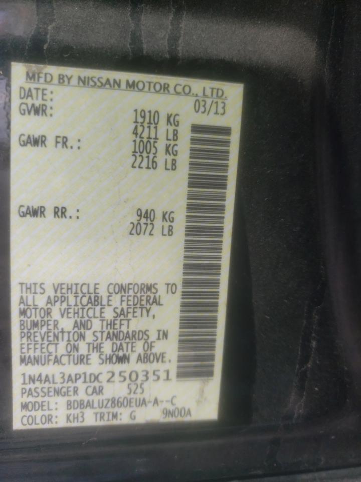 Photo 10 from auction – 2013 NISSAN ALTIMA 2.5 with VIN 1N4AL3AP1DC250351