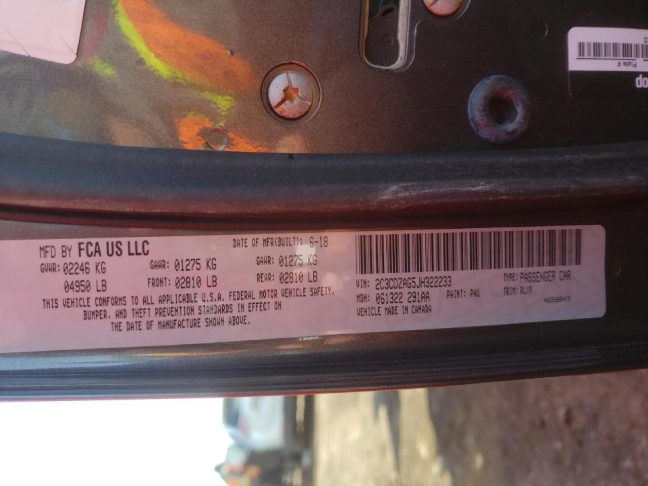 Photo 10 from auction – 2018 DODGE CHALLENGER with VIN 2C3CDZAG5JH322233