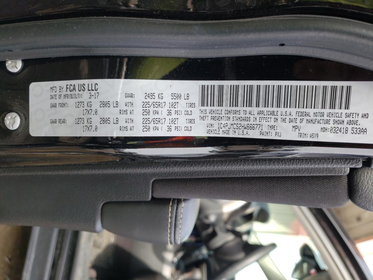 Zdjęcie 10 z aukcji – 2017 JEEP CHEROKEE L z VIN 1C4PJMCS2HW666771