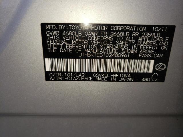 Photo 10 from auction – 2012 LEXUS ES 350 with VIN JTHBK1EG1C2480961