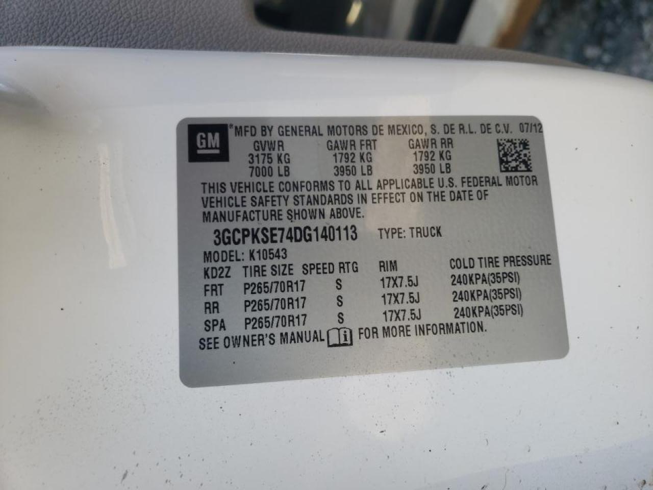Photo 10 from auction – 2013 CHEVROLET SILVERADO with VIN 3GCPKSE74DG140113