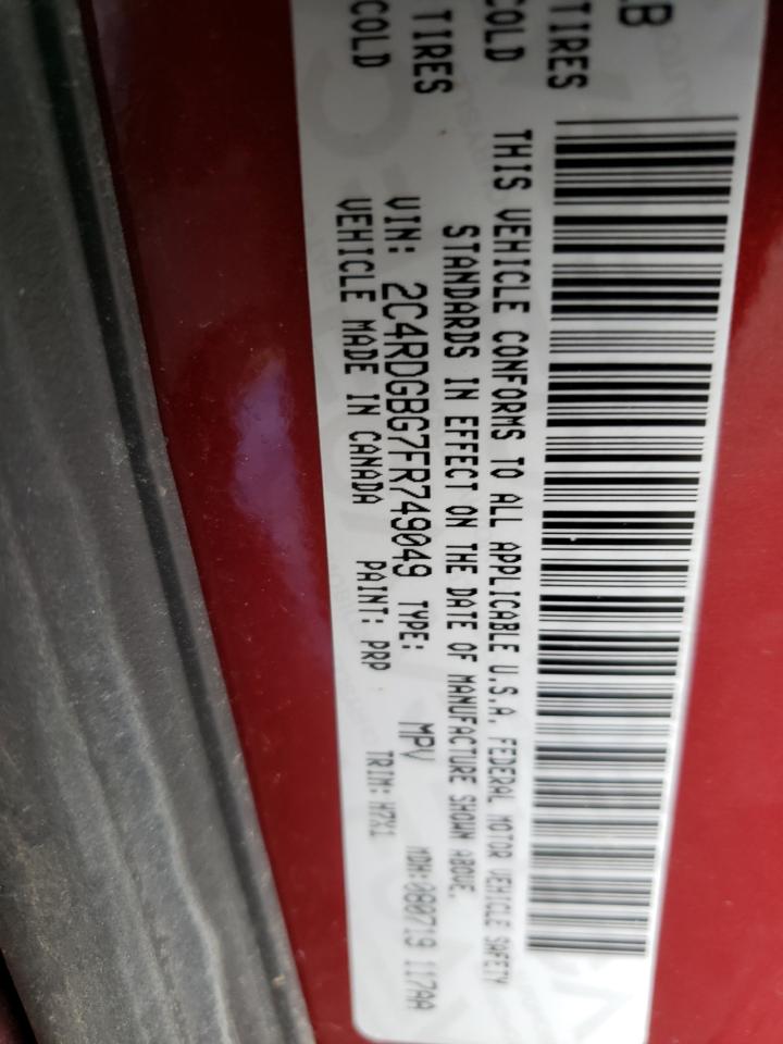Photo 10 from auction – 2015 DODGE GRAND CARA with VIN 2C4RDGBG7FR749049