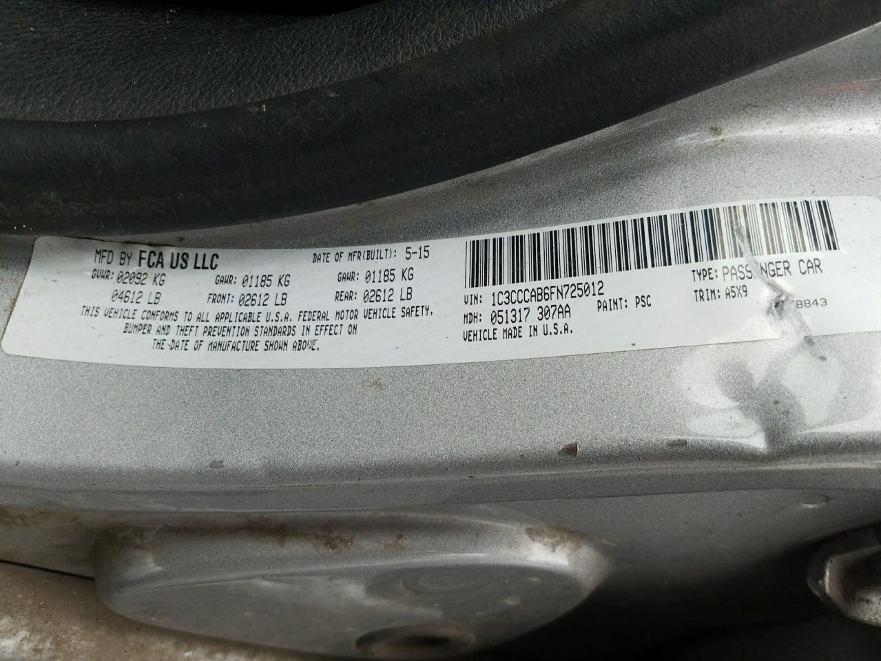 Photo 10 from auction – 2015 CHRYSLER 200 LIMITE with VIN 1C3CCCAB6FN725012