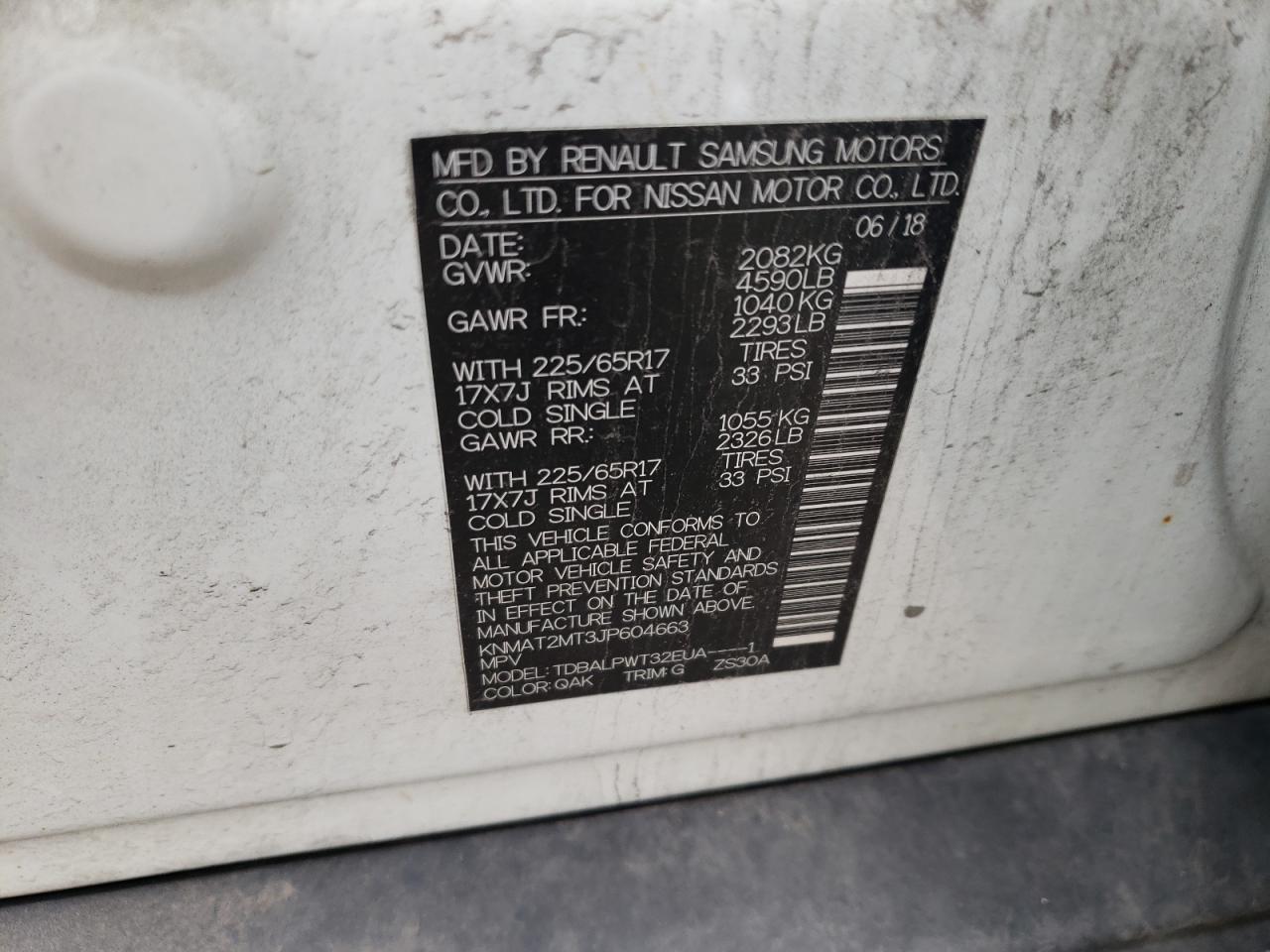 Photo 10 from auction – 2018 NISSAN ROGUE S with VIN KNMAT2MT3JP604663