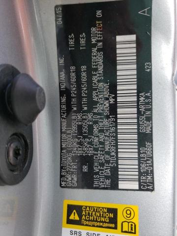 Photo 10 from auction – 2015 TOYOTA HIGHLANDER with VIN 5TDJKRFH7FS161791