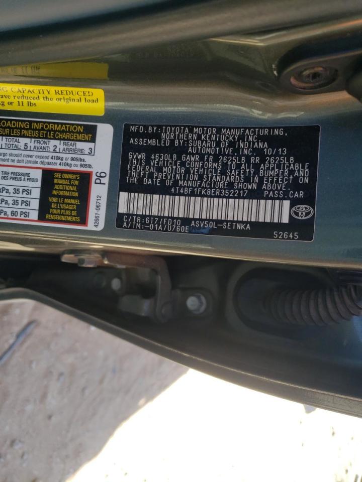 Photo 10 from auction – 2014 TOYOTA CAMRY L with VIN 4T4BF1FK8ER352217