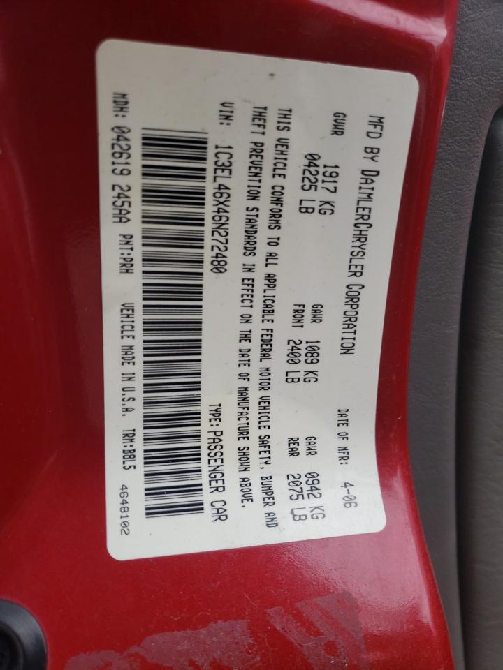 Photo 10 from auction – 2006 CHRYSLER SEBRING with VIN 1C3EL46X46N272480