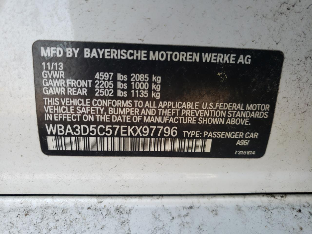 Photo 10 from auction – 2014 BMW 328 D XDRI with VIN WBA3D5C57EKX97796