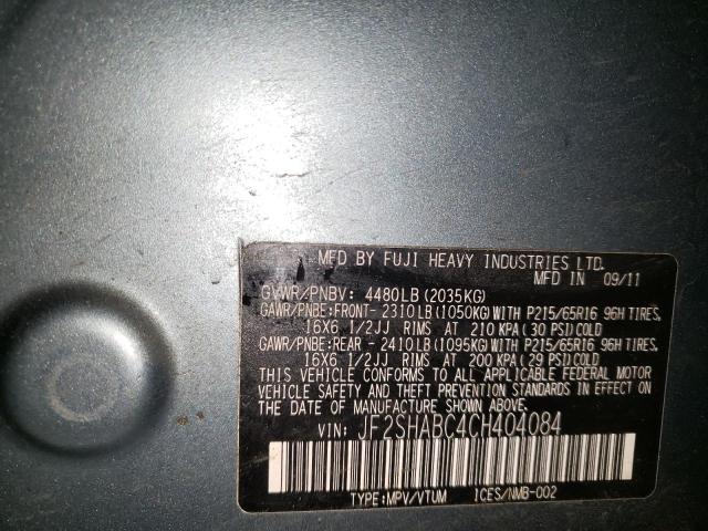 Photo 10 from auction – 2012 SUBARU FORESTER 2 with VIN JF2SHABC4CH404084