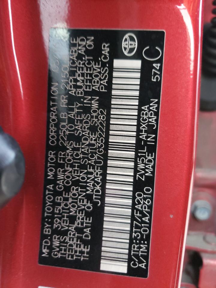 Photo 10 from auction – 2016 TOYOTA PRIUS with VIN JTDKARFU7G3522282