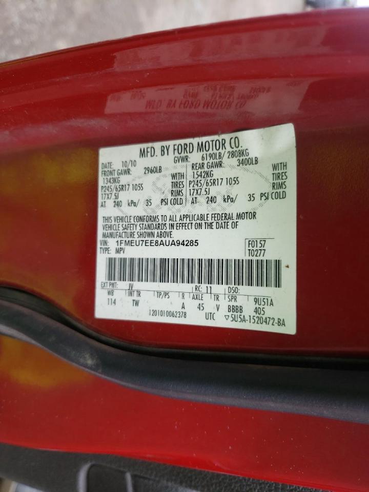 Photo 10 from auction – 2010 FORD EXPLORER E with VIN 1FMEU7EE8AUA94285