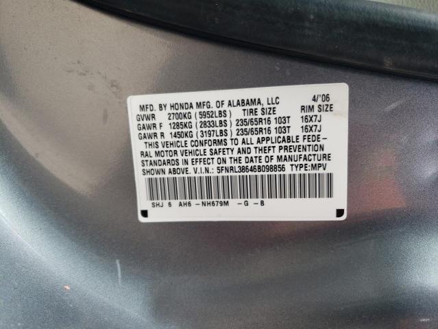 Photo 10 from auction – 2006 HONDA ODYSSEY EX with VIN 5FNRL38646B098856