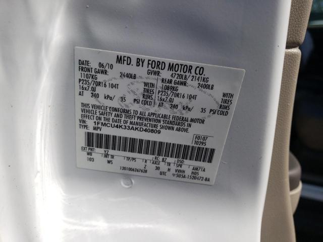 Photo 10 from auction – 2010 FORD ESCAPE HYB with VIN 1FMCU4K33AKD40809