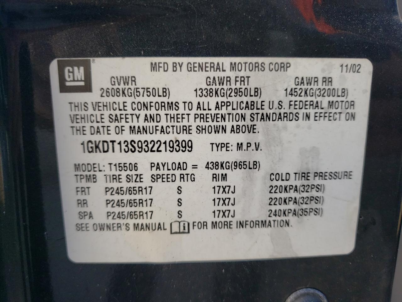 Photo 10 from auction – 2003 GMC ENVOY with VIN 1GKDT13S932219399