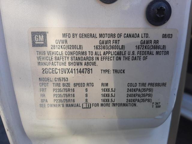CHEVROLET SILVERADO 2004 with VIN 2GCEC19VX41144781 - Photo from auction