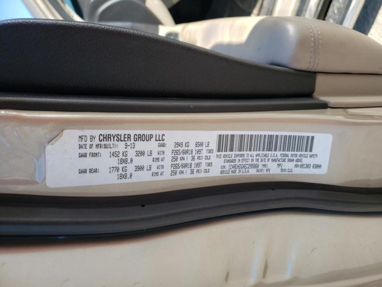 Photo 10 from auction – 2014 DODGE DURANGO LI with VIN 1C4RDHDGXEC295860