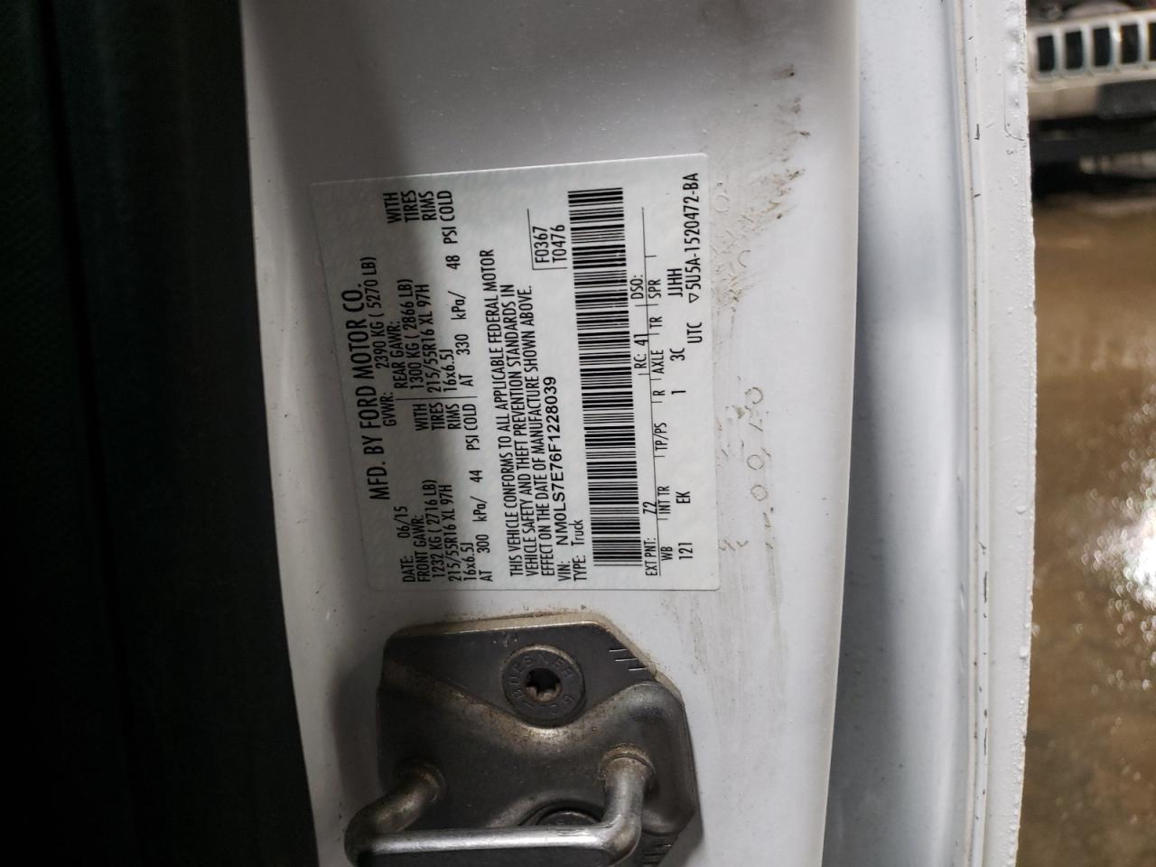 Photo 10 from auction – 2015 FORD TRANSIT CO with VIN NM0LS7E76F1228039