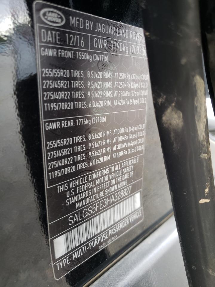 Photo 10 from auction – 2017 LAND ROVER RANGE ROVE with VIN SALGS5FE3HA328827
