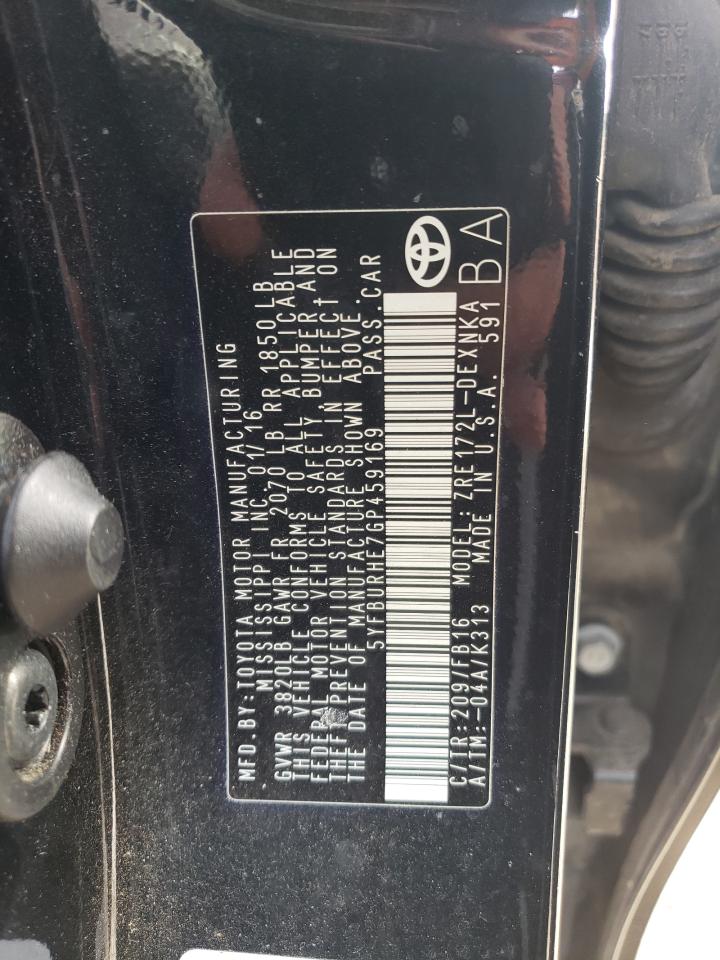Photo 10 from auction – 2016 TOYOTA COROLLA L with VIN 5YFBURHE7GP459169