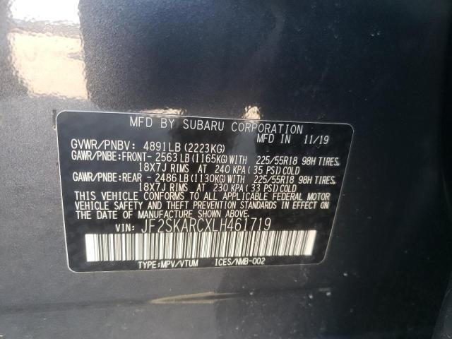 Photo 10 from auction – 2020 SUBARU FORESTER with VIN JF2SKARCXLH461719
