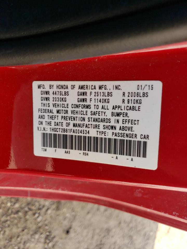 Photo 10 from auction – 2015 HONDA ACCORD EXL with VIN 1HGCT2B81FA004534