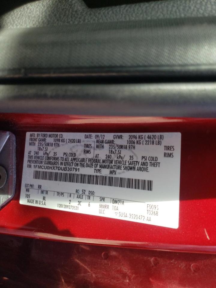 Photo 10 from auction – 2013 FORD ESCAPE SEL with VIN 1FMCU0HX7DUB30791