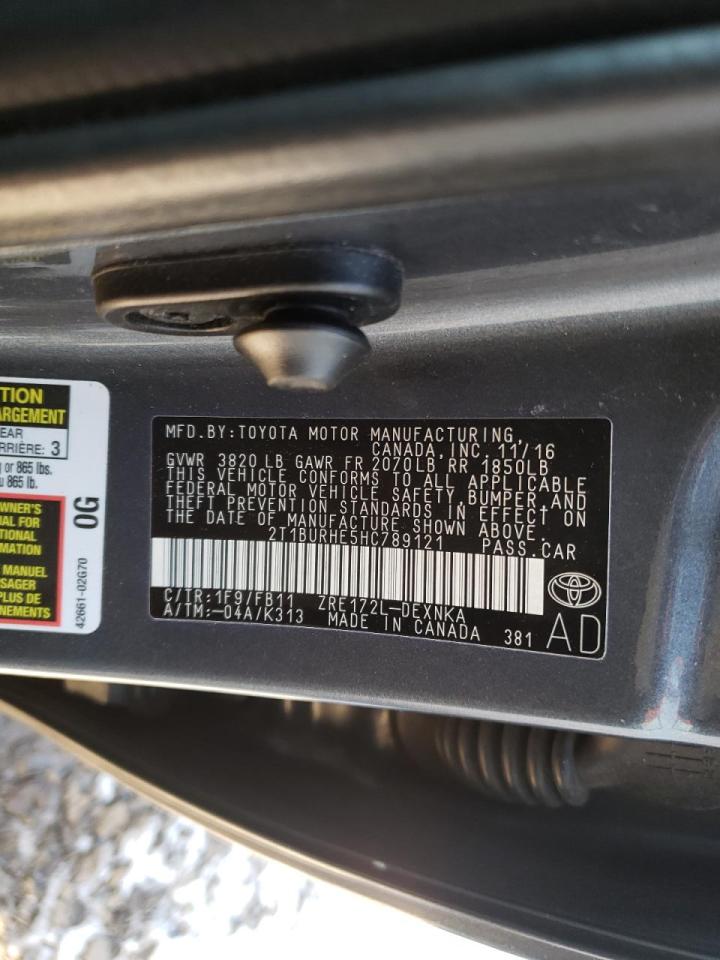 Photo 10 from auction – 2017 TOYOTA COROLLA L with VIN 2T1BURHE5HC789121