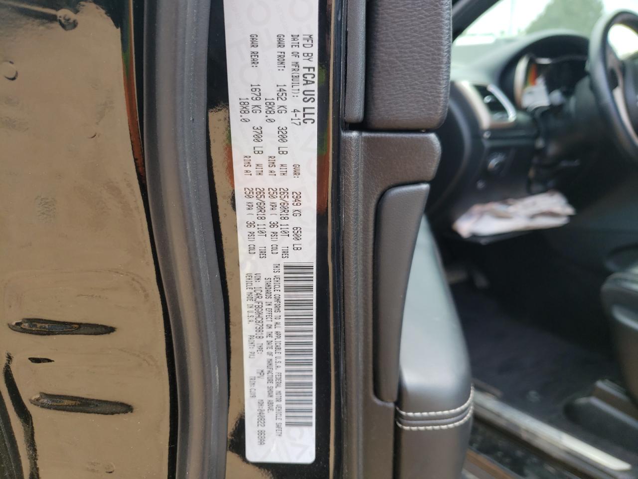 Photo 10 from auction – 2017 JEEP GRAND CHER with VIN 1C4RJFBG0HC879818