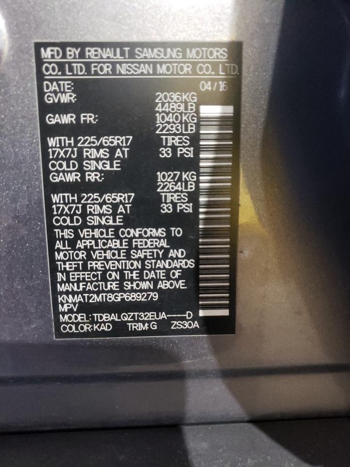 Photo 10 from auction – 2016 NISSAN ROGUE S with VIN KNMAT2MT8GP689279