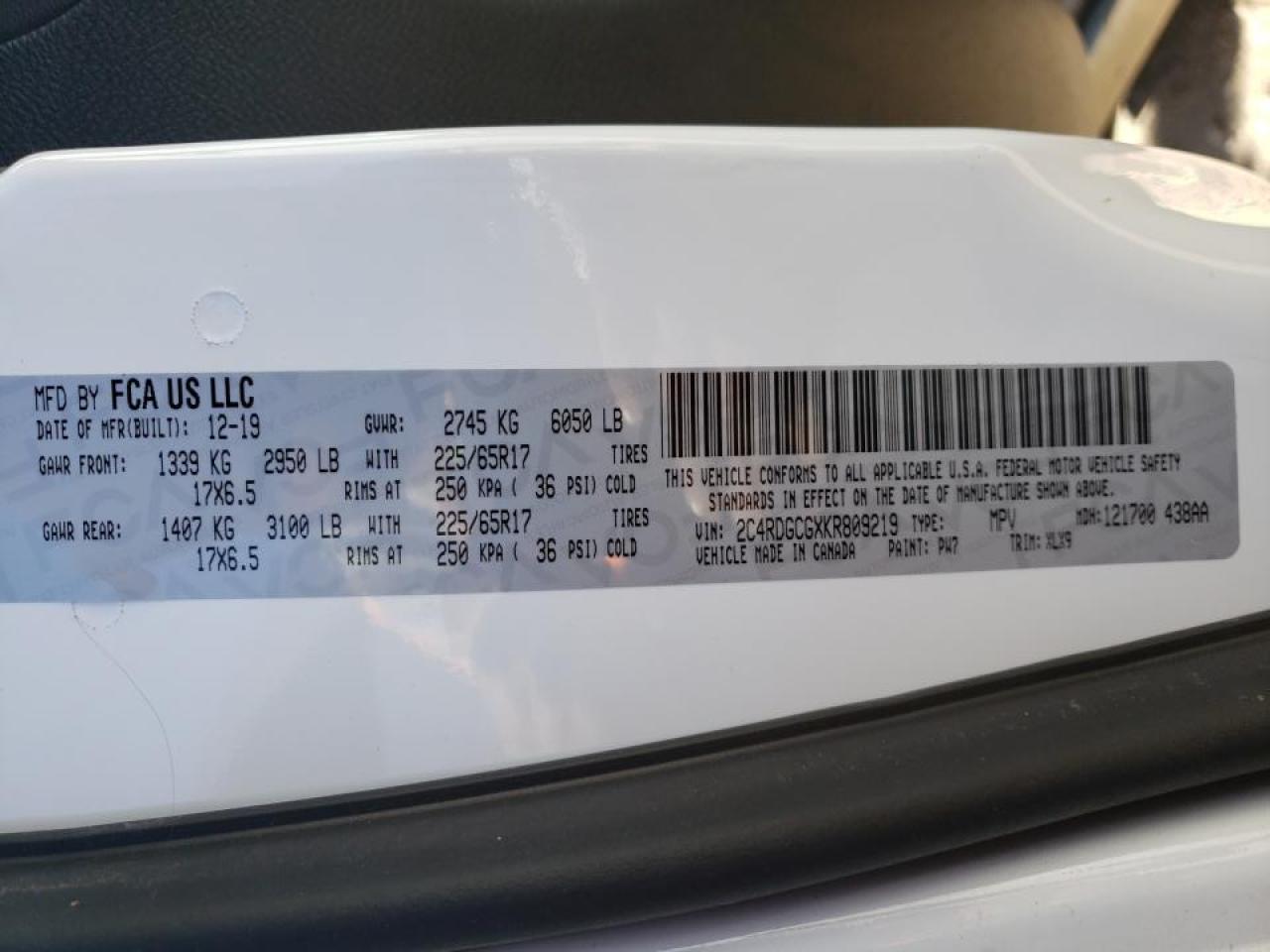 Photo 10 from auction – 2019 DODGE GRAND CARA with VIN 2C4RDGCGXKR809219