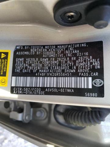 Photo 10 from auction – 2016 TOYOTA CAMRY with VIN 4T4BF1FK2GR556451