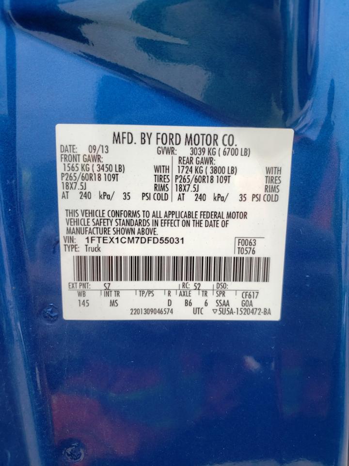 Photo 10 from auction – 2013 FORD F150 SUPER with VIN 1FTEX1CM7DFD55031