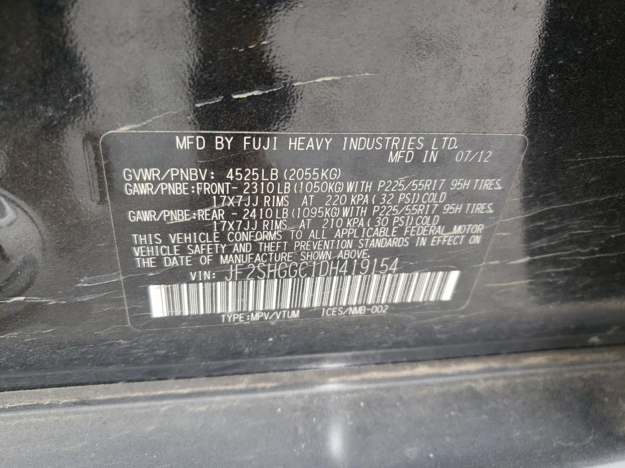 Photo 10 from auction – 2013 SUBARU FORESTER T with VIN JF2SHGGC1DH419154