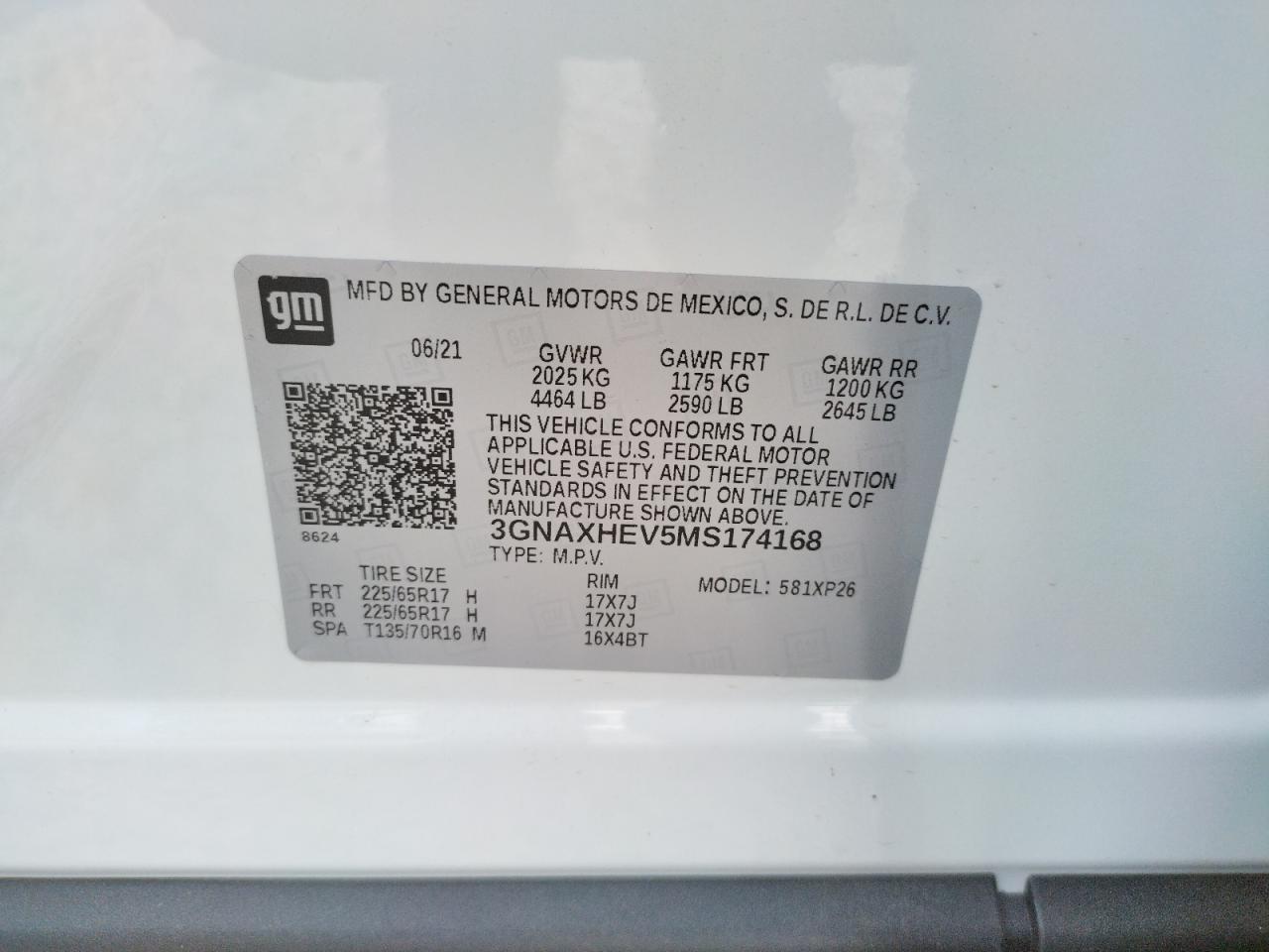Photo 10 from auction – 2021 CHEVROLET EQUINOX LS with VIN 3GNAXHEV5MS174168