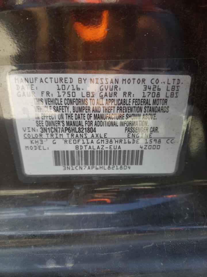 Photo 10 from auction – 2017 NISSAN VERSA S with VIN 3N1CN7AP6HL821804