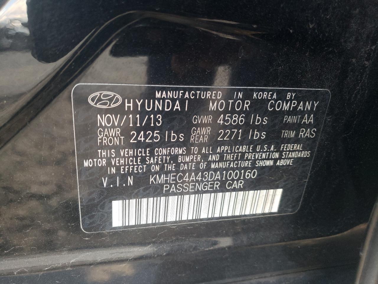 Photo 10 from auction – 2013 HYUNDAI SONATA HYB with VIN KMHEC4A43DA100160
