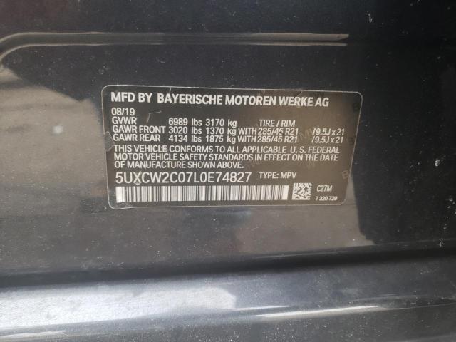 Photo 10 from auction – 2020 BMW X7 XDRIVE4 with VIN 5UXCW2C07L0E74827